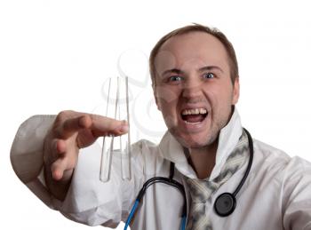 Royalty Free Photo of a Doctor Holding Test Tubes