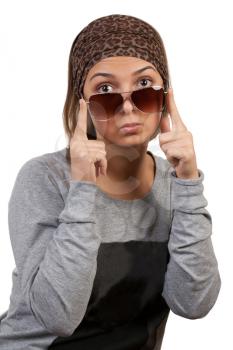 Royalty Free Photo of a Woman Wearing Sunglasses