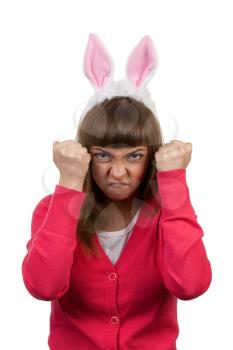 Royalty Free Photo of a Woman in Bunny Ears
