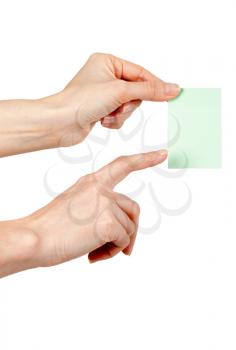 Royalty Free Photo of a Woman Holding a Note