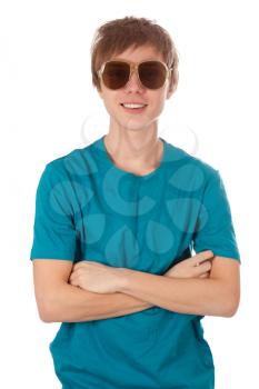 Royalty Free Photo of a Teenage Boy Wearing Sunglasses