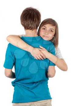 Royalty Free Photo of Two Teenagers Hugging