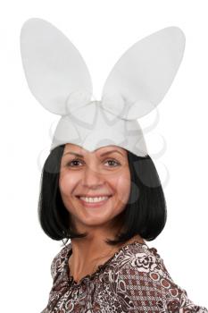 Royalty Free Photo of a Woman Wearing Rabbit Ears