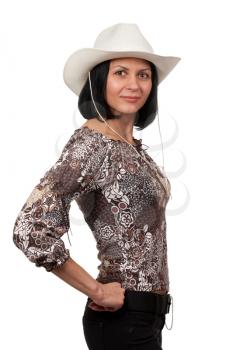 Royalty Free Photo of a Woman in a Cowboy Hat