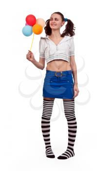 Royalty Free Photo of a Young Woman Holding Balloons