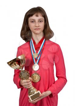 Royalty Free Photo of a Young Girl With Medals