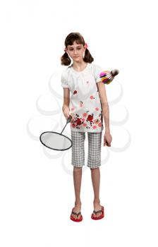 Royalty Free Photo of a Girl Playing Badminton