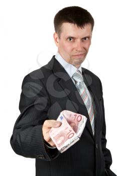 Royalty Free Photo of a Businessman Holding Euros