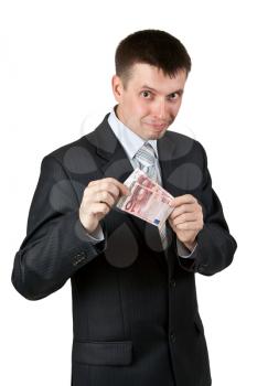 Royalty Free Photo of a Businessman Holding Euros
