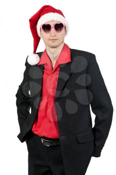 Royalty Free Photo of a Businessman in a Santa Hat