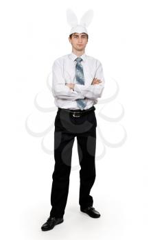 Royalty Free Photo of a Businessman With Rabbit Ears