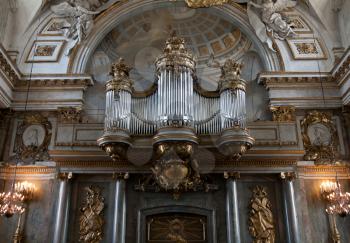Royalty Free Photo of an Old Organ in  a Church in Sweden