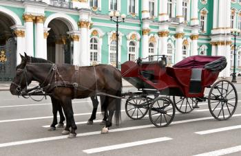 Royalty Free Photo of a Horse and Carriage in Russia