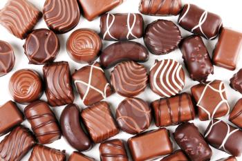 chocolate candies isolated on white background
