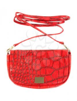 Red Women's fashionable small handbag. Isolate on white