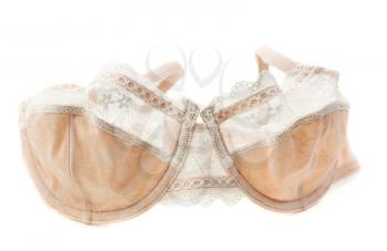 Beige comfortable bra isolated on white background
