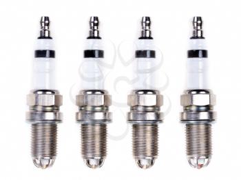 set of spark plugs isolated on white