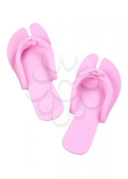 Pink Slippers Pedicure isolated on white background
