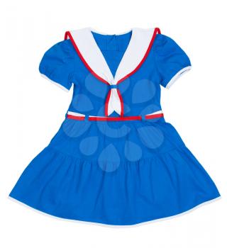 Baby dress patterned with a sea, an anchor on a white background