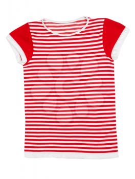 Red and white striped sport shirt. Isolate on white.