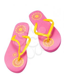 a pair of pink flip-flops on a white background