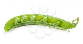Peas in a pod isolated on white background.