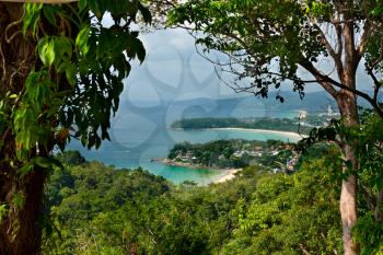Landscape tropical beaches of Thailand with the height of the point of view