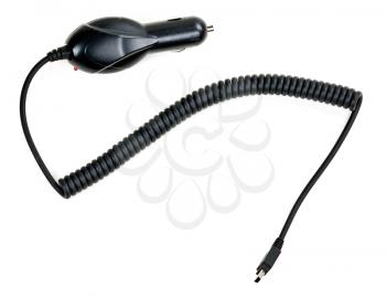 black power cable to the phone car isolated on a white background