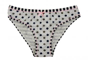 Grey Women's panties with polka dots on a white background