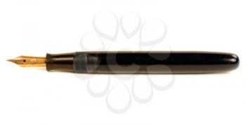 The old pen with gold nib isolated on white background