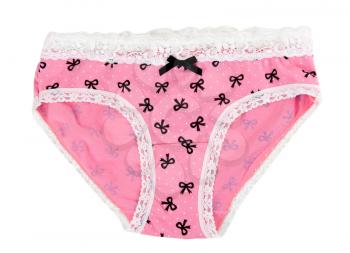 The pink women's panties isolated on white background