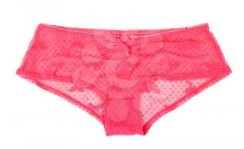 Pink ladies lace panties isolated on white background