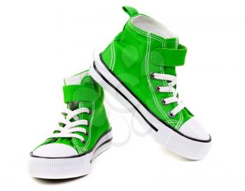 Green sneakers on a white background