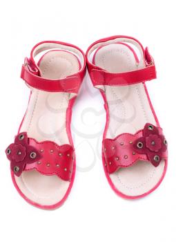 pair of a little girl's red shoes. Isolate on white