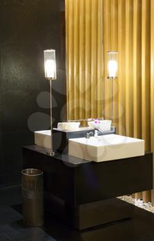 Details of a modern trendy contemporary designer bathroom