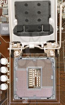 slot for the processor 1150 on brown motherboard