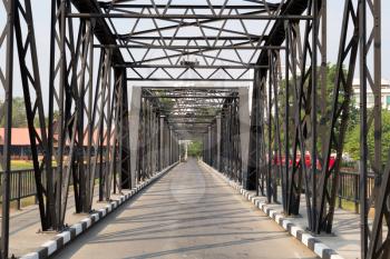 Modern iron bridge, low point of view