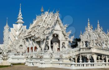 Magnificently grand white temple, Rong Khun temple, Chiang Rai province, northern Thailand