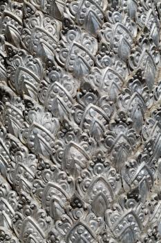 Metal stamping, silver temple fragment. Chiang Mai, Thailand