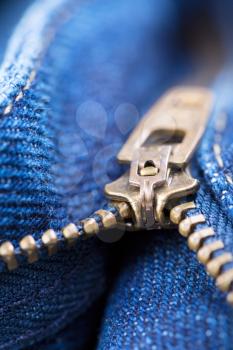 zipper on jeans close-up