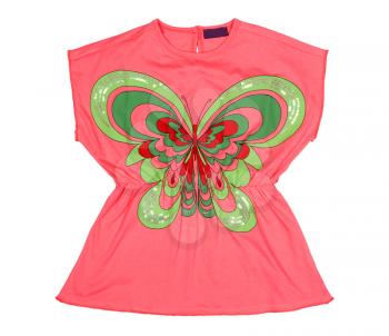 Pink tunic with applique in the form of a butterfly