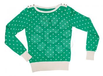 Green sweater with a pattern of polka dots