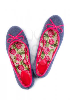 Lightweight women's shoes with floral pattern. Isolate on white.