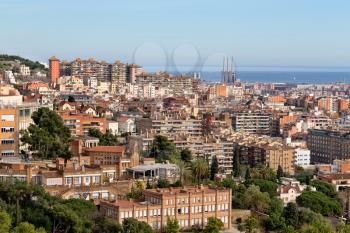 Beautiful view of Barcelona from the top. Spain tourism.