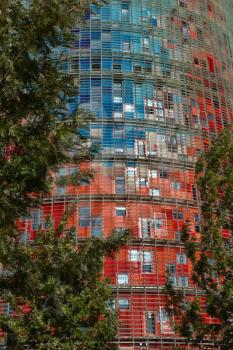 Barcelona, Spain - January 28, 2014: Agbar Tower in Barcelona, designed by Jean Nouvel on January 28, 2014.