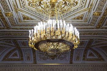 Gold chandelier in the Hermitage Museum, St. Petersburg, Russia