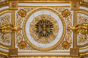 Golden ceiling in the Hermitage Museum, St. Petrburg, Russia.