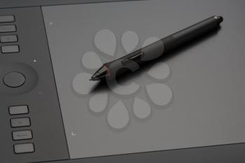 Modern professional graphics tablet for drawing closeup.