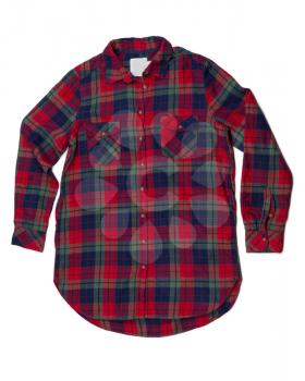 Red and blue plaid shirt fashion. Isolate on white.