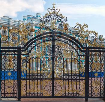 Gold gate, entrance to Catherine's Palace, St. Petersburg, Russia